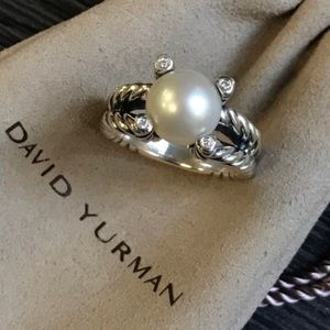 David Yurman Cable Pearl Ring with Diamonds